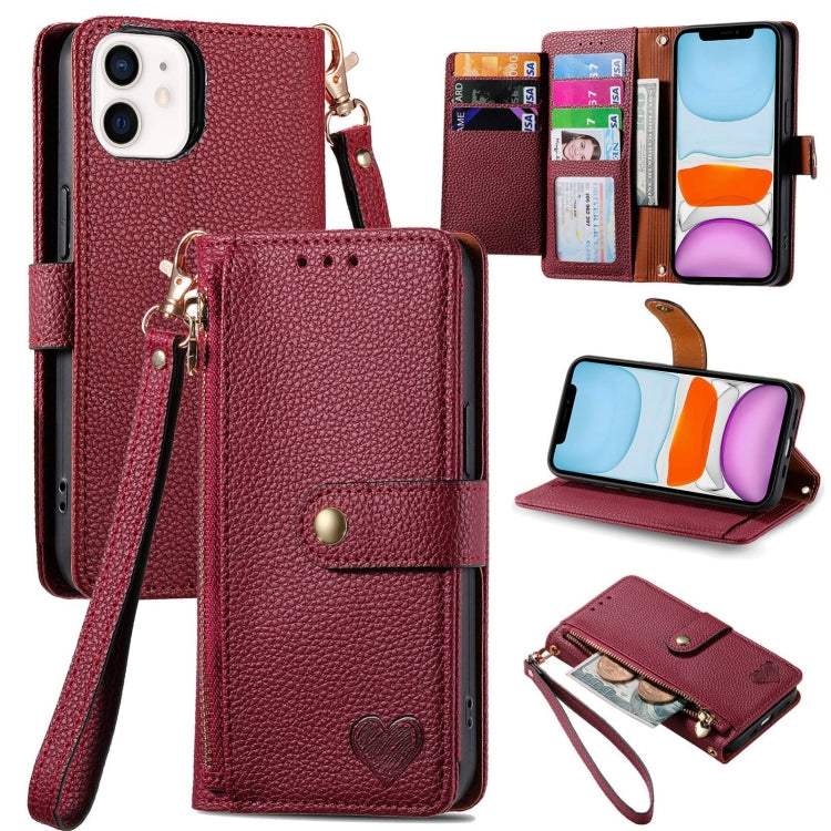 غطاء هاتف من الجلد مع سحاب وحزام معصم، لهواتف iPhone 11، iPhone 11 Pro، iPhone X / XS، iPhone XR، iPhone XS Max، iPhone 7 Plus / 8 Plus، iPhone 6 Plus / 6s Plus، iPhone 6 / 6s
