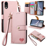 غطاء هاتف من الجلد مع سحاب وحزام معصم، لهواتف iPhone 11، iPhone 11 Pro، iPhone X / XS، iPhone XR، iPhone XS Max، iPhone 7 Plus / 8 Plus، iPhone 6 Plus / 6s Plus، iPhone 6 / 6s