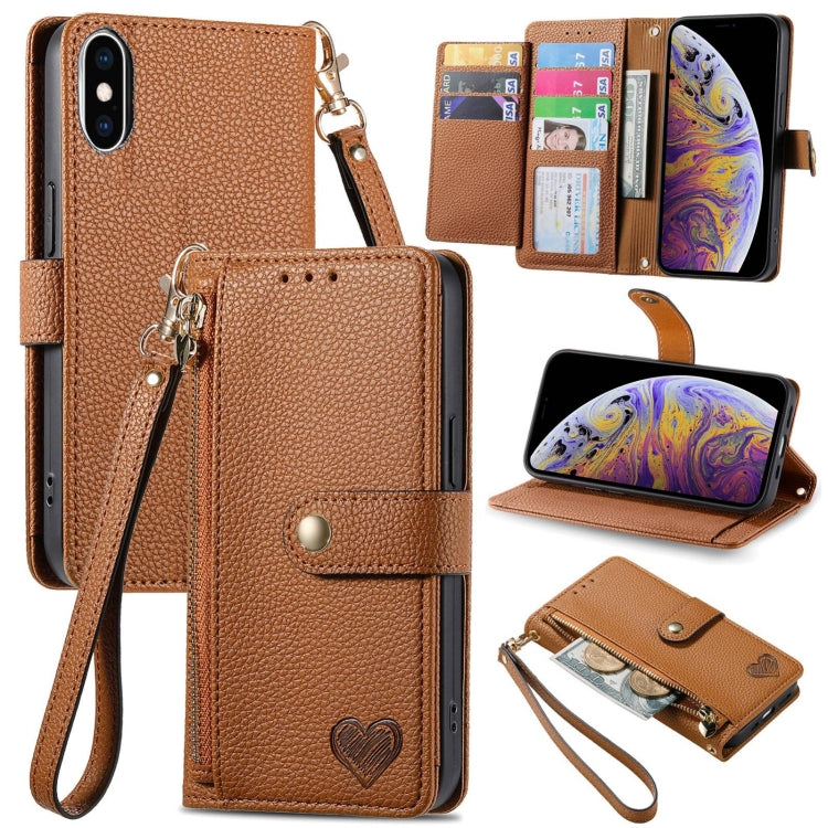 غطاء هاتف من الجلد مع سحاب وحزام معصم، لهواتف iPhone 11، iPhone 11 Pro، iPhone X / XS، iPhone XR، iPhone XS Max، iPhone 7 Plus / 8 Plus، iPhone 6 Plus / 6s Plus، iPhone 6 / 6s