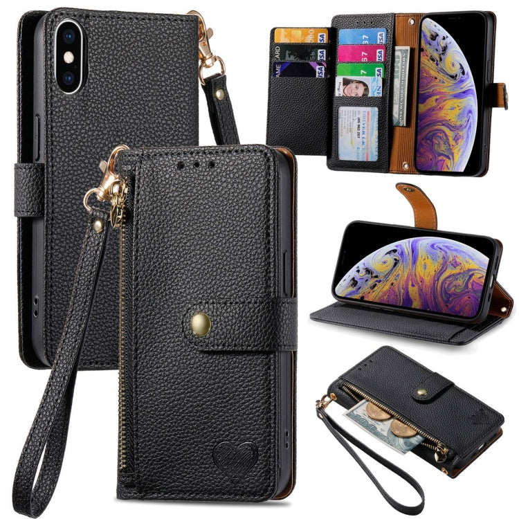 غطاء هاتف من الجلد مع سحاب وحزام معصم، لهواتف iPhone 11، iPhone 11 Pro، iPhone X / XS، iPhone XR، iPhone XS Max، iPhone 7 Plus / 8 Plus، iPhone 6 Plus / 6s Plus، iPhone 6 / 6s