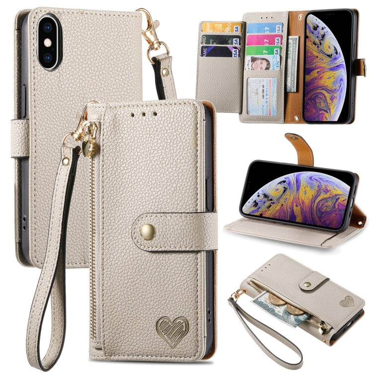 غطاء هاتف من الجلد مع سحاب وحزام معصم، لهواتف iPhone 11، iPhone 11 Pro، iPhone X / XS، iPhone XR، iPhone XS Max، iPhone 7 Plus / 8 Plus، iPhone 6 Plus / 6s Plus، iPhone 6 / 6s