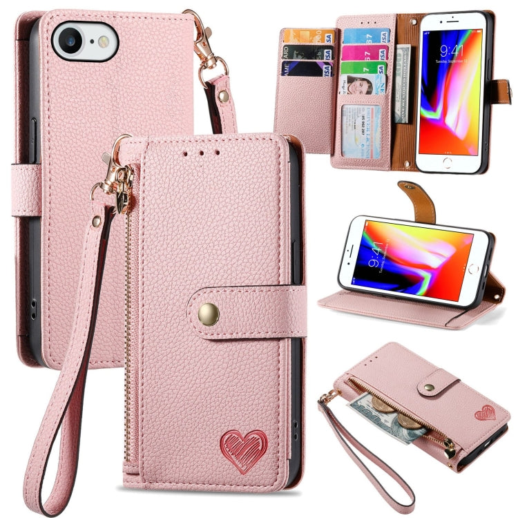 غطاء هاتف من الجلد مع سحاب وحزام معصم، لهواتف iPhone 14 Pro Max، iPhone 7 / 8 / SE 2022، iPhone 13 Pro Max، iPhone 13 Pro، iPhone 13، iPhone 12 / 12 Pro، iPhone 12 Pro Max، iPhone 11 Pro Max