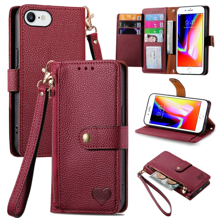 غطاء هاتف من الجلد مع سحاب وحزام معصم، لهواتف iPhone 14 Pro Max، iPhone 7 / 8 / SE 2022، iPhone 13 Pro Max، iPhone 13 Pro، iPhone 13، iPhone 12 / 12 Pro، iPhone 12 Pro Max، iPhone 11 Pro Max