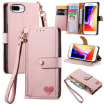 غطاء هاتف من الجلد مع سحاب وحزام معصم، لهواتف iPhone 11، iPhone 11 Pro، iPhone X / XS، iPhone XR، iPhone XS Max، iPhone 7 Plus / 8 Plus، iPhone 6 Plus / 6s Plus، iPhone 6 / 6s