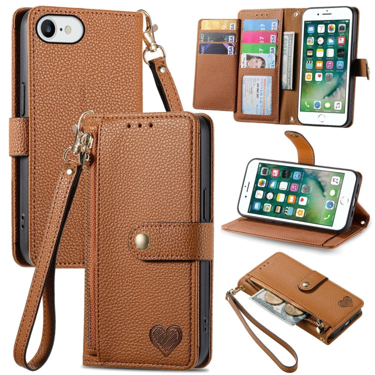 غطاء هاتف من الجلد مع سحاب وحزام معصم، لهواتف iPhone 11، iPhone 11 Pro، iPhone X / XS، iPhone XR، iPhone XS Max، iPhone 7 Plus / 8 Plus، iPhone 6 Plus / 6s Plus، iPhone 6 / 6s