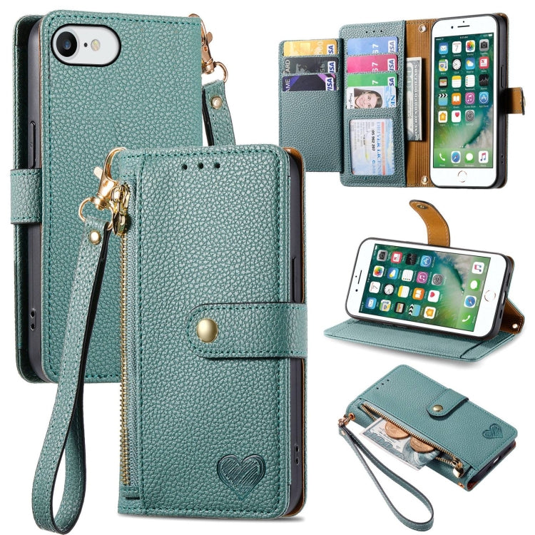 غطاء هاتف من الجلد مع سحاب وحزام معصم، لهواتف iPhone 11، iPhone 11 Pro، iPhone X / XS، iPhone XR، iPhone XS Max، iPhone 7 Plus / 8 Plus، iPhone 6 Plus / 6s Plus، iPhone 6 / 6s