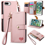 غطاء هاتف من الجلد مع سحاب وحزام معصم، لهواتف iPhone 11، iPhone 11 Pro، iPhone X / XS، iPhone XR، iPhone XS Max، iPhone 7 Plus / 8 Plus، iPhone 6 Plus / 6s Plus، iPhone 6 / 6s
