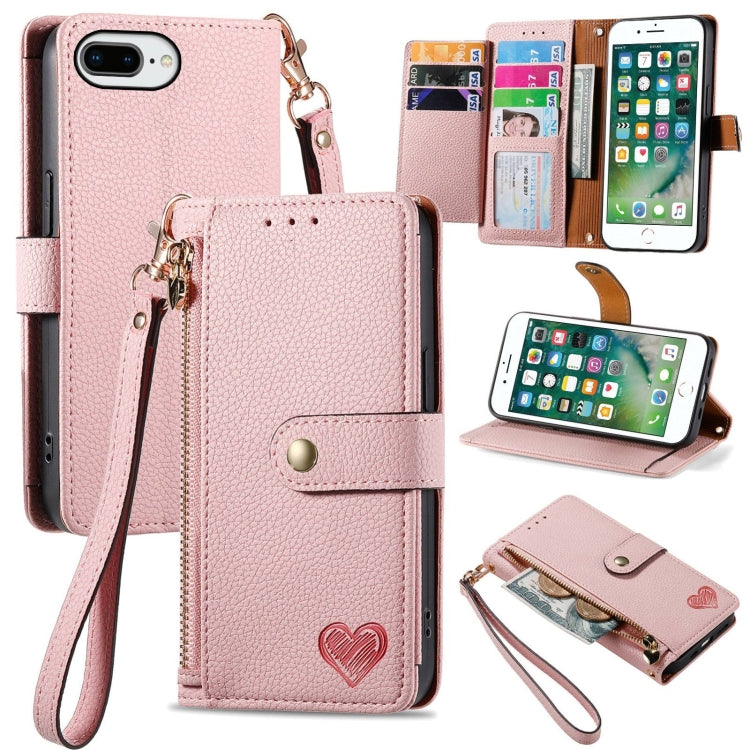 غطاء هاتف من الجلد مع سحاب وحزام معصم، لهواتف iPhone 11، iPhone 11 Pro، iPhone X / XS، iPhone XR، iPhone XS Max، iPhone 7 Plus / 8 Plus، iPhone 6 Plus / 6s Plus، iPhone 6 / 6s
