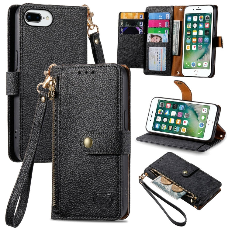 غطاء هاتف من الجلد مع سحاب وحزام معصم، لهواتف iPhone 11، iPhone 11 Pro، iPhone X / XS، iPhone XR، iPhone XS Max، iPhone 7 Plus / 8 Plus، iPhone 6 Plus / 6s Plus، iPhone 6 / 6s