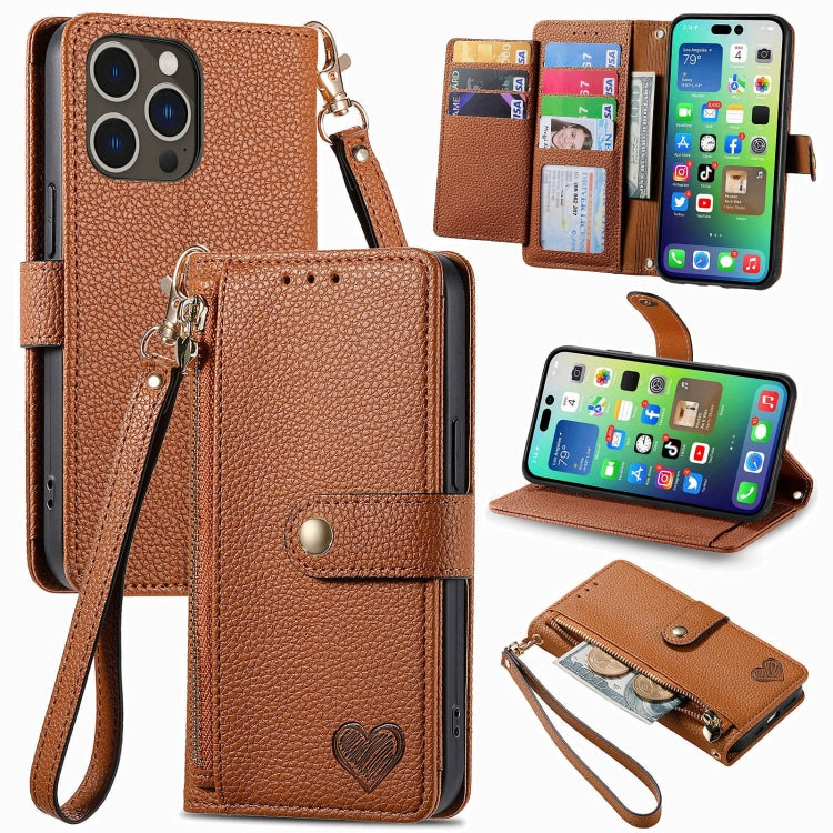 حافظة هاتف جلدية بحبل بسحاب حب، لهواتف iPhone 17e / 16e، iPhone 17 Pro Max، iPhone 17 Pro، iPhone 17، iPhone Air، iPhone 16 Pro Max، iPhone 16 Pro، iPhone 16 Plus