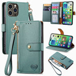 حافظة هاتف جلدية بحبل بسحاب حب، لهواتف iPhone 17e / 16e، iPhone 17 Pro Max، iPhone 17 Pro، iPhone 17، iPhone Air، iPhone 16 Pro Max، iPhone 16 Pro، iPhone 16 Plus