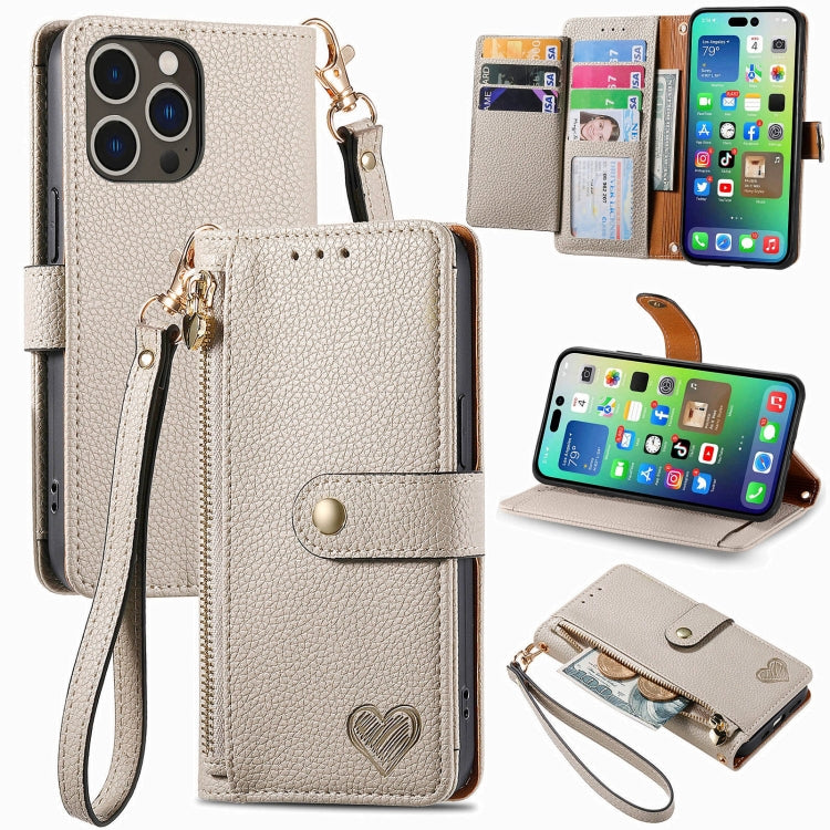 حافظة هاتف جلدية بحبل بسحاب حب، لهواتف iPhone 17e / 16e، iPhone 17 Pro Max، iPhone 17 Pro، iPhone 17، iPhone Air، iPhone 16 Pro Max، iPhone 16 Pro، iPhone 16 Plus