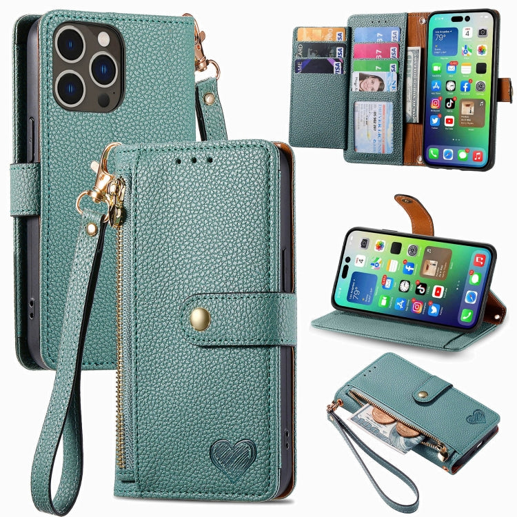 حافظة هاتف جلدية بحبل بسحاب حب، لهواتف iPhone 17e / 16e، iPhone 17 Pro Max، iPhone 17 Pro، iPhone 17، iPhone Air، iPhone 16 Pro Max، iPhone 16 Pro، iPhone 16 Plus