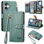 حافظة هاتف جلدية بحبل بسحاب حب، لهواتف iPhone 17e / 16e، iPhone 17 Pro Max، iPhone 17 Pro، iPhone 17، iPhone Air، iPhone 16 Pro Max، iPhone 16 Pro، iPhone 16 Plus