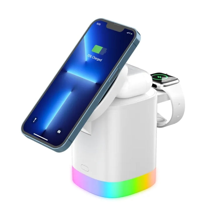 شاحن لاسلكي مغناطيسي Magsafe 3 في 1 T15 مع حامل شحن قابل للطي لأجهزة iPhone / iWatch / AirPods، T15