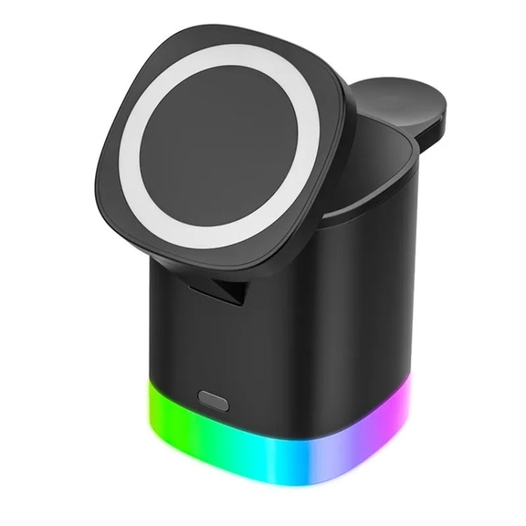 شاحن لاسلكي مغناطيسي Magsafe 3 في 1 T15 مع حامل شحن قابل للطي لأجهزة iPhone / iWatch / AirPods، T15