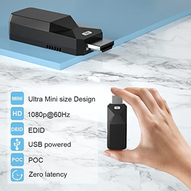 موسع HDMI لمسافة 165 قدم مع صوت وفيديو 1080P عبر كابل إيثرنت Cat5 Cat6، محول تمديد HDMI لمسافات طويلة بدون فقدان إشارة