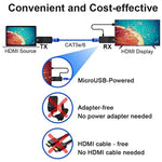 موسع HDMI لمسافة 165 قدم مع صوت وفيديو 1080P عبر كابل إيثرنت Cat5 Cat6، محول تمديد HDMI لمسافات طويلة بدون فقدان إشارة