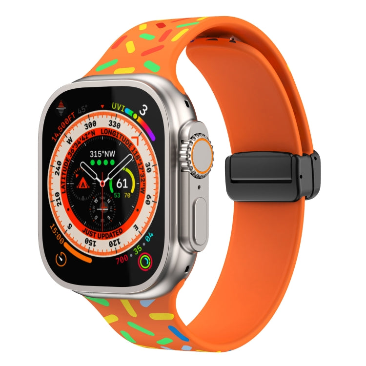 Rainbow Dots Silicone Magnetic Black Buckle Watch Band, For Apple Watch SE 2022 44mm, For Apple Watch 7 41mm, For Apple Watch 7 45mm, For Apple Watch SE 40mm
