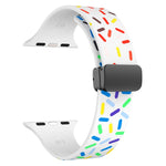 Rainbow Dots Silicone Magnetic Black Buckle Watch Band, For Apple Watch SE 2022 44mm, For Apple Watch 7 41mm, For Apple Watch 7 45mm, For Apple Watch SE 40mm