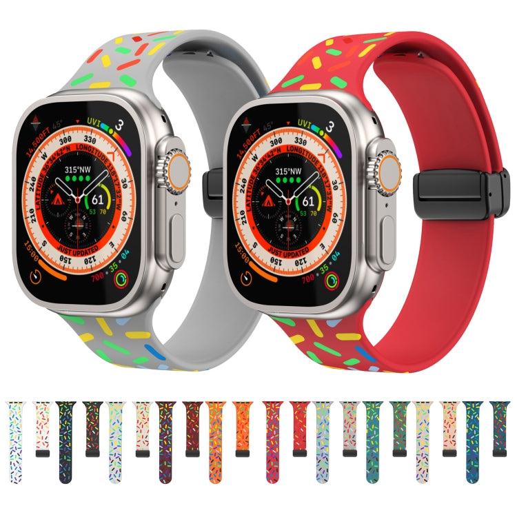 Rainbow Dots Silicone Magnetic Black Buckle Watch Band, For Apple Watch SE 2022 44mm, For Apple Watch 7 41mm, For Apple Watch 7 45mm, For Apple Watch SE 40mm