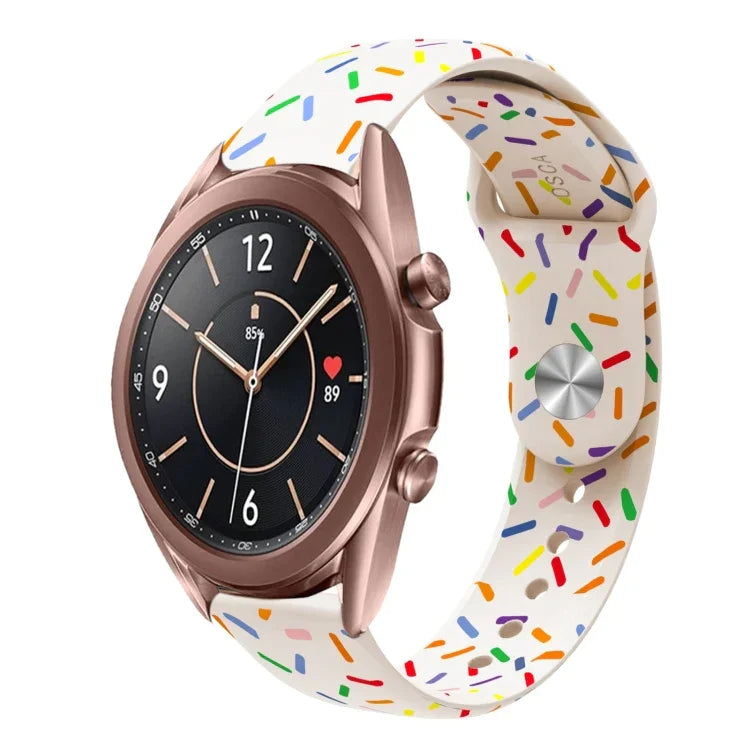 سوار ساعة سيليكون بمشبك بنقاط قوس قزح رياضي، لساعات Samsung Galaxy Watch 4 مقاس 40مم / 44مم، لساعات Samsung Galaxy Watch 4 Classic مقاس 42مم / 46مم