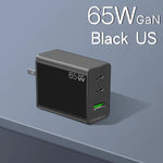 محول لابتوب GaN PD65W Type-C x 2 + USB3.0 لسلسلة Apple MacBook، قابس الولايات المتحدة