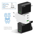 محول لابتوب GaN PD65W Type-C x 2 + USB3.0 لسلسلة Apple MacBook، قابس الولايات المتحدة