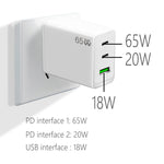 محول لابتوب GaN PD65W Type-C x 2 + USB3.0 لسلسلة Apple MacBook، قابس الولايات المتحدة