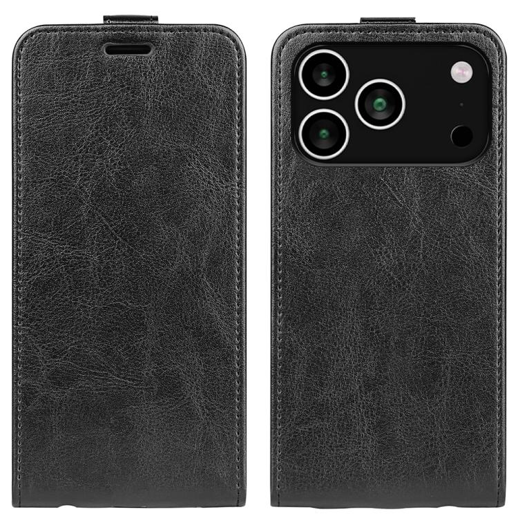 غطاء هاتف من الجلد بنمط R64 مع قلب عمودي مفرد، لهواتف iPhone 17e / 16e، iPhone 17 Pro Max، iPhone 17 Pro، iPhone 17، iPhone Air، iPhone 16 Pro Max، iPhone 16 Pro، iPhone 16 Plus، iPhone 16، iPhone 15 Pro Max