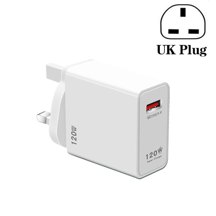 شاحن شحن فائق السرعة USB بقوة 120 واط، قابس الاتحاد الأوروبي، قابس الولايات المتحدة، قابس المملكة المتحدة