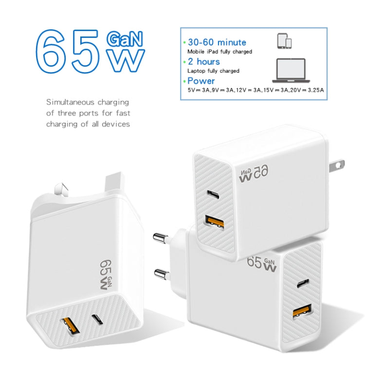 محول دفتر ملاحظات GaN PD48W Type-C PD3.0 + USB3.0 لسلسلة MacBook، قابس أوروبي، قابس أوروبي