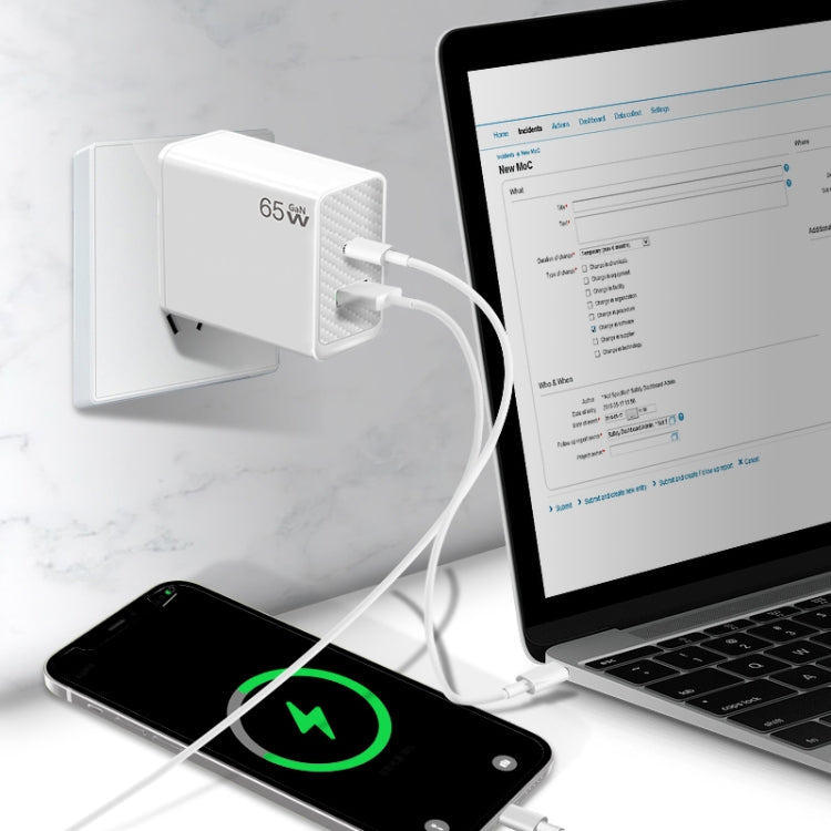 محول دفتر ملاحظات GaN PD48W Type-C PD3.0 + USB3.0 لسلسلة MacBook، قابس أوروبي، قابس أوروبي