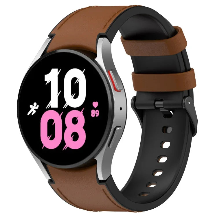 Silicone Leather Black Buckle Watch Band, For Samsung Galaxy Watch 6 Classic, For Samsung Galaxy Watch 6