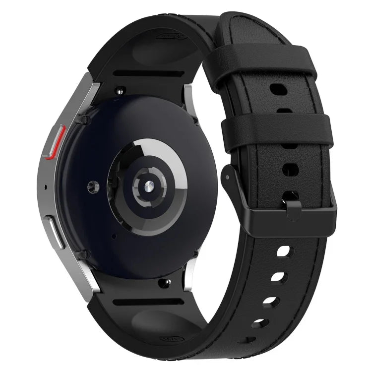 Silicone Leather Black Buckle Watch Band, For Samsung Galaxy Watch 6 Classic, For Samsung Galaxy Watch 6