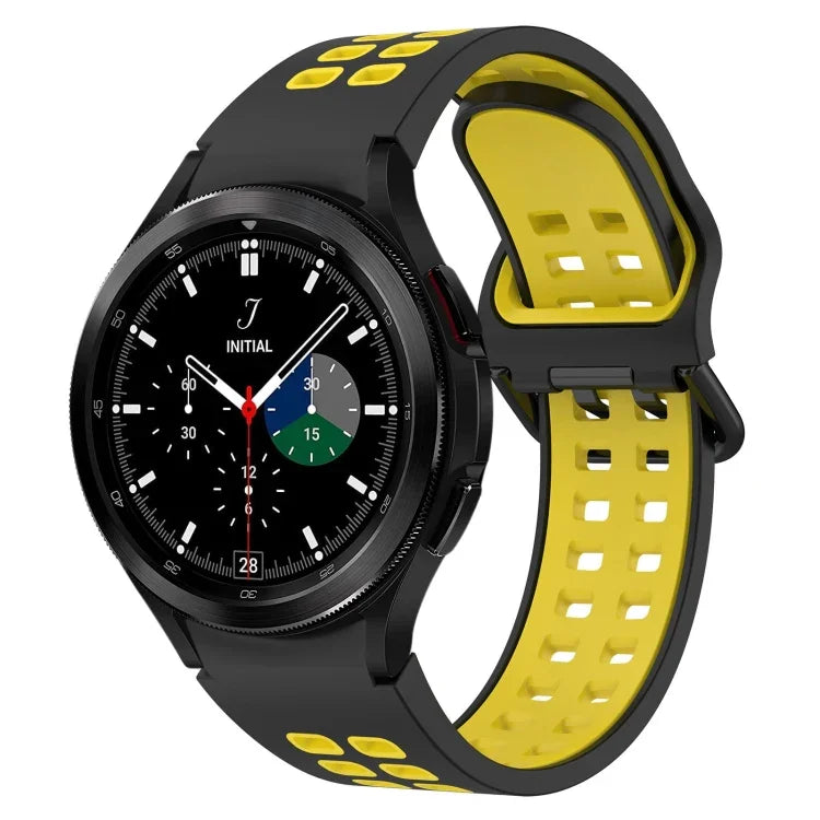 سوار ساعة سيليكون قابل للتنفس ثنائي اللون، لسامسونج Galaxy Watch 4 Classic مقاس 42مم