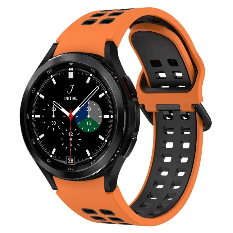 سوار ساعة سيليكون قابل للتنفس ثنائي اللون، لسامسونج Galaxy Watch 4 Classic مقاس 42مم