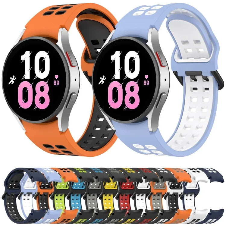 سوار ساعة سيليكون قابل للتنفس ثنائي اللون، لسامسونج Galaxy Watch 4 Classic مقاس 42مم