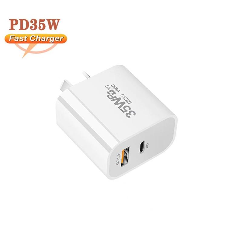 شاحن مزدوج المنفذ PD30W USB-C / تايب-سي + QC3.0 USB، قابس أسترالي، مستودع هونغ كونغ