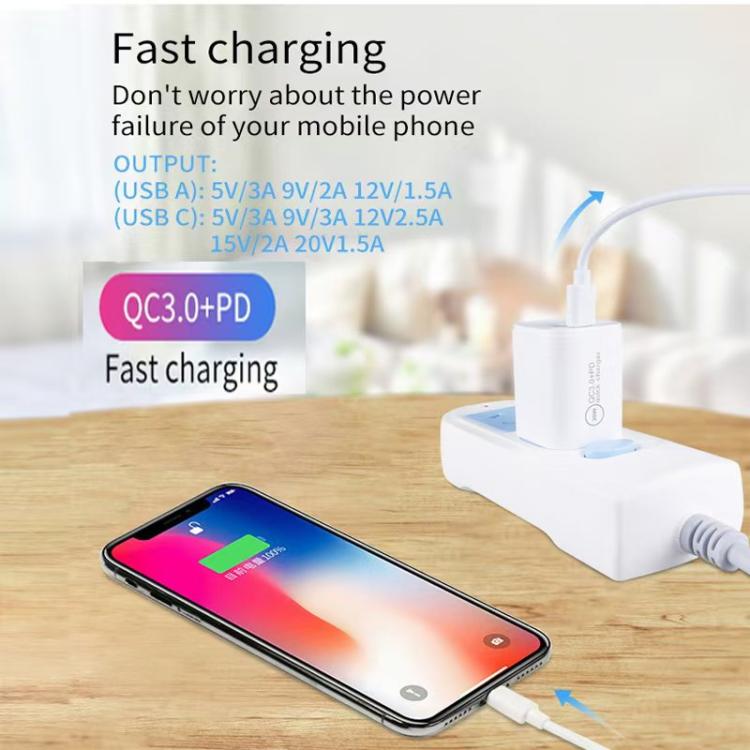 شاحن مزدوج المنفذ PD30W USB-C / تايب-سي + QC3.0 USB، قابس أسترالي، مستودع هونغ كونغ