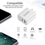 شاحن بمنفذين USB-C / Type-C + USB QC3.0 بقوة 30 واط PD مع كابل بيانات USB بطول 1 متر إلى 8 بن، قابس الاتحاد الأوروبي، قابس الولايات المتحدة، قابس أستراليا