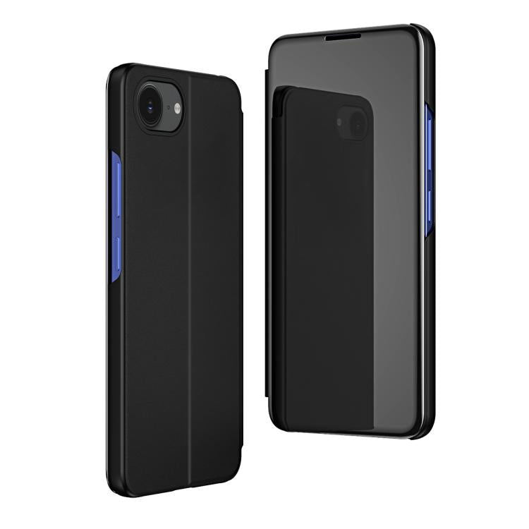 غطاء هاتف جلدي بغطاء أفقي مع مرآة مطلية وحامل، لأجهزة iPhone 17e / 16e، iPhone 17 Pro Max، iPhone 17 Pro، iPhone 17، iPhone Air، iPhone 16 Pro Max