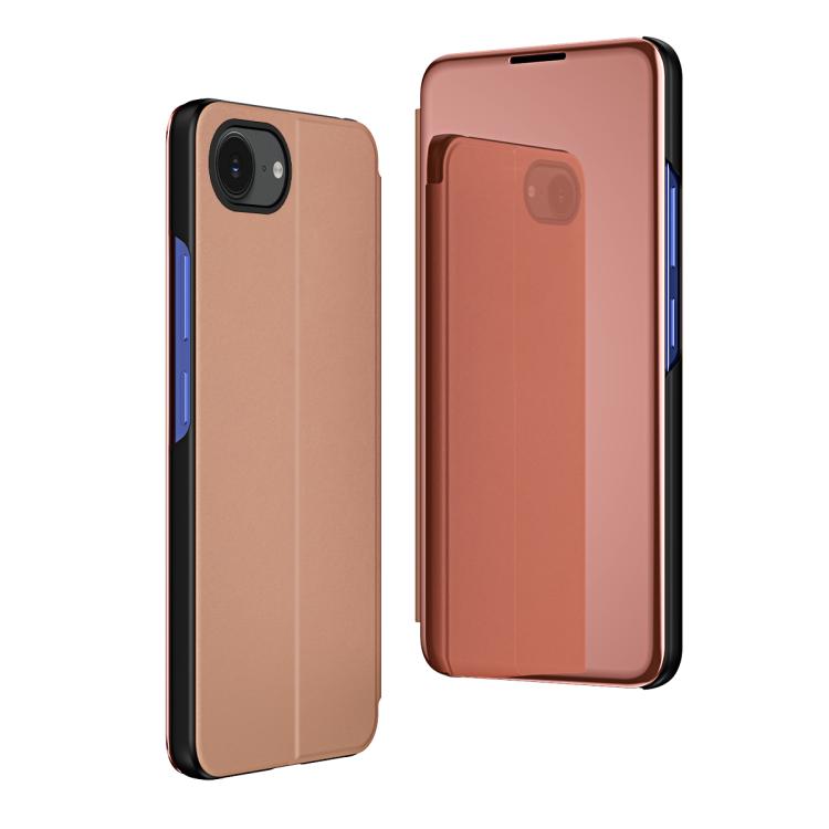 غطاء هاتف جلدي بغطاء أفقي مع مرآة مطلية وحامل، لأجهزة iPhone 17e / 16e، iPhone 17 Pro Max، iPhone 17 Pro، iPhone 17، iPhone Air، iPhone 16 Pro Max