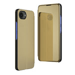 غطاء هاتف جلدي بغطاء أفقي مع مرآة مطلية وحامل، لأجهزة iPhone 17e / 16e، iPhone 17 Pro Max، iPhone 17 Pro، iPhone 17، iPhone Air، iPhone 16 Pro Max