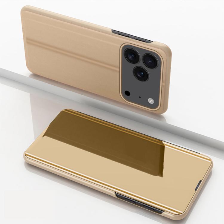 غطاء هاتف جلدي بغطاء أفقي مع مرآة مطلية وحامل، لأجهزة iPhone 17e / 16e، iPhone 17 Pro Max، iPhone 17 Pro، iPhone 17، iPhone Air، iPhone 16 Pro Max