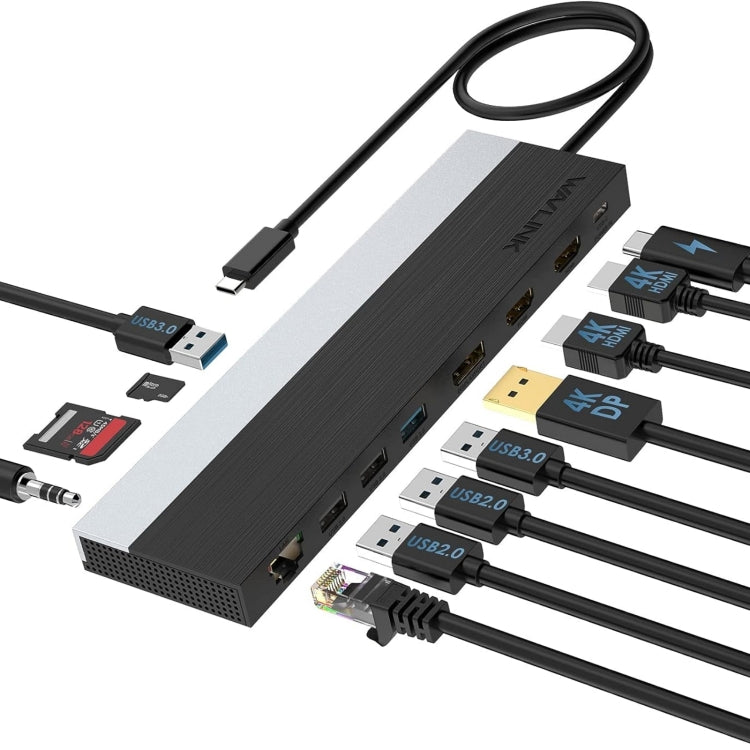 محطة إرساء Wavlink UMD08 DisplayPort 12 في 1 Type-C لعرض ثلاثي، UMD08