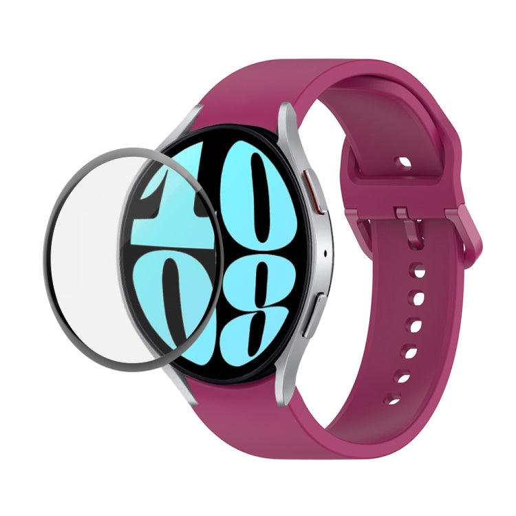 JUNSUNMAY Silicone Adjustable Strap + Full Coverage PMMA Screen Protector Kit, For Samsung Galaxy Watch6 Classic 47mm, For Samsung Galaxy Watch6 44mm, For Samsung Galaxy Watch6 40mm