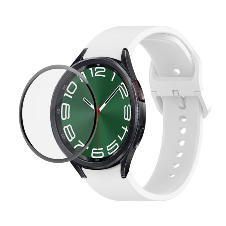 حزام سيليكون قابل للتعديل مع طقم واقي شاشة PMMA كامل التغطية، لساعات Samsung Galaxy Watch6 Classic مقاس 47 مم، Samsung Galaxy Watch6 مقاس 44 مم، Samsung Galaxy Watch6 مقاس 40 مم