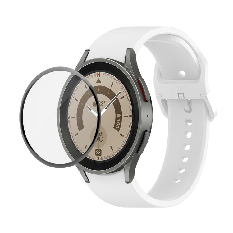 JUNSUNMAY Silicone Adjustable Strap + Full Coverage PMMA Screen Protector Kit, For Samsung Galaxy Watch6 Classic 43mm, For Samsung Galaxy Watch5 44mm, For Samsung Galaxy Watch5 Pro 45mm