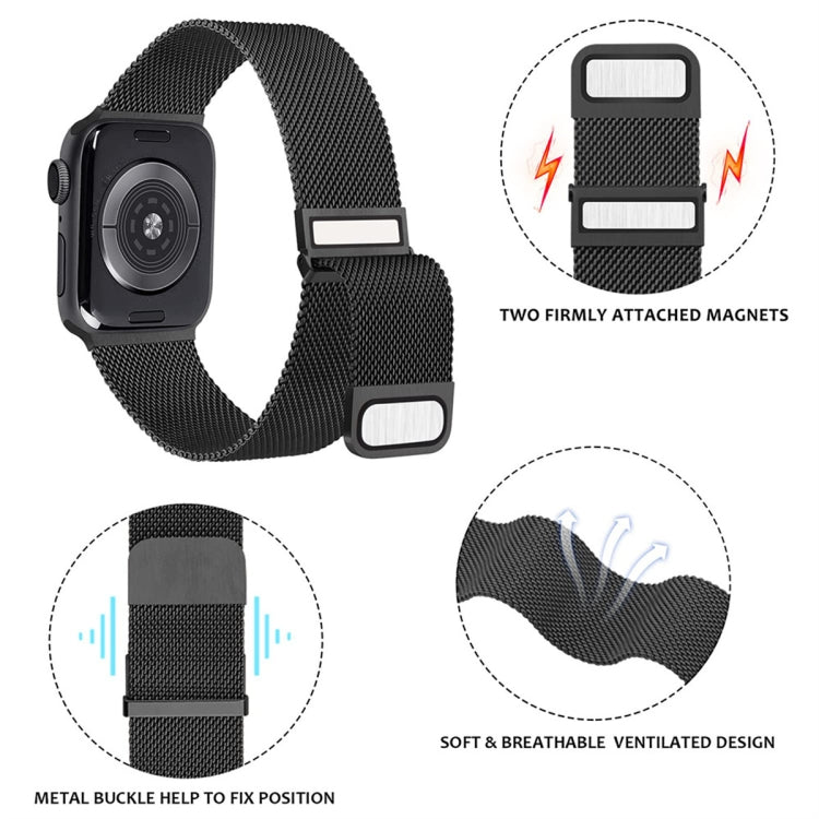 سوار ساعة ميلان مزدوج من شبكة الفولاذ المغناطيسية، لساعة Apple Watch Ultra 49mm، لساعة Apple Watch 8 41mm، لساعة Apple Watch 8 45mm، لساعة Apple Watch SE 2022 40mm، لساعة Apple Watch SE 2022 44mm، لساعة Apple Watch 7 41mm
